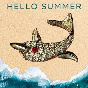 ❤️ Rhinestone Dolphin Pin Brooch